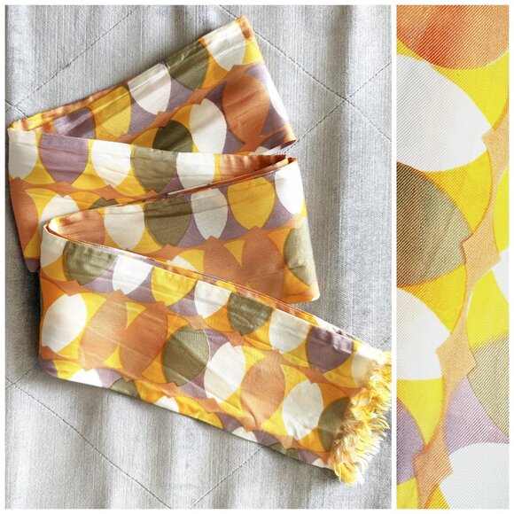 Vintage 70s Retro Mod Pattern Skinny Scarf - Picture 1 of 8